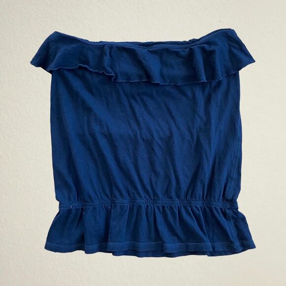 Black strapless ruched tube top with ruffle hem American Eagle - Picture 1 of 5